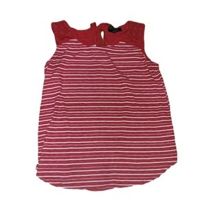 Size S red white striped tank top with tie neck